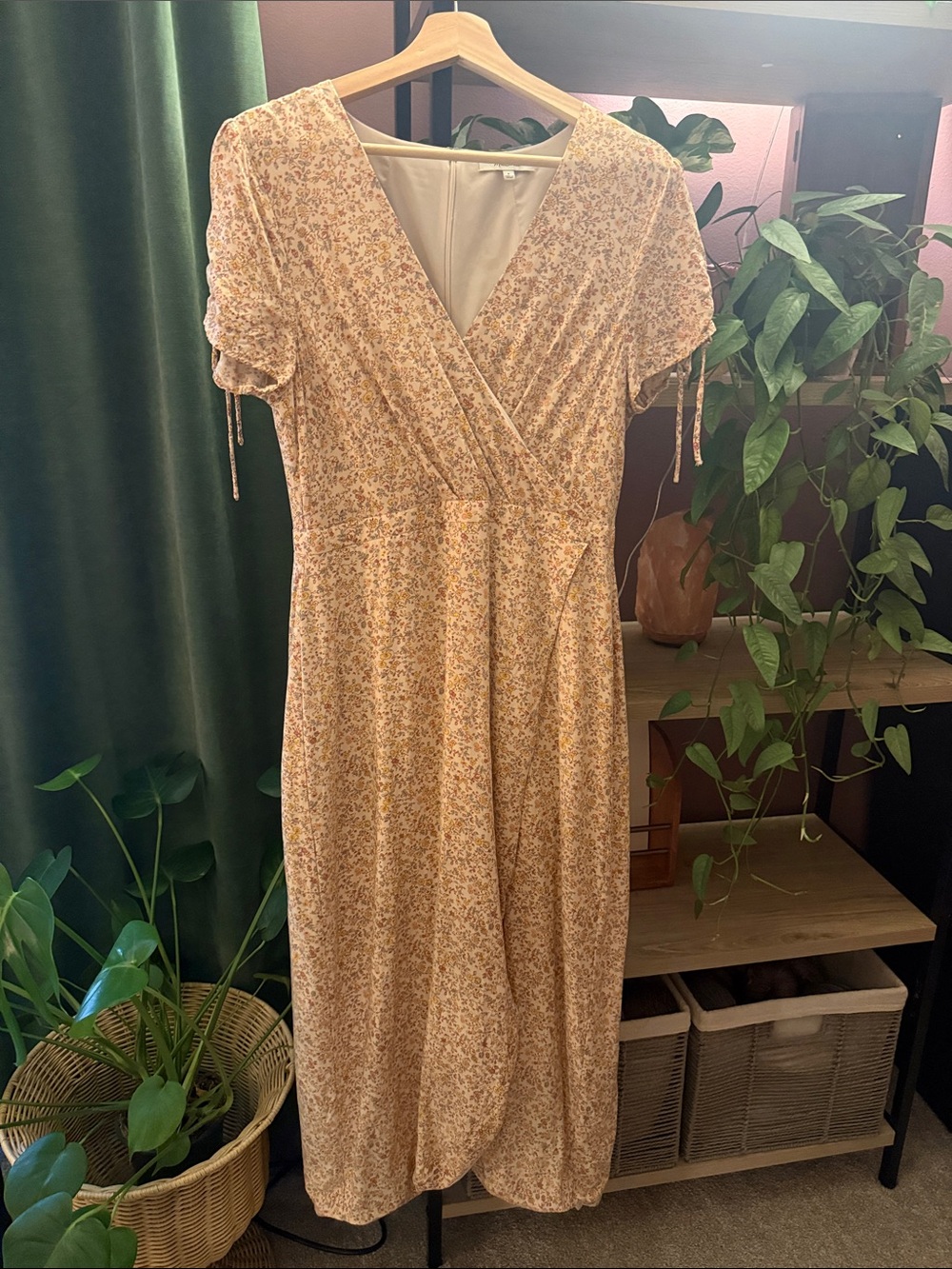 Floral Wrap Dress in Peach